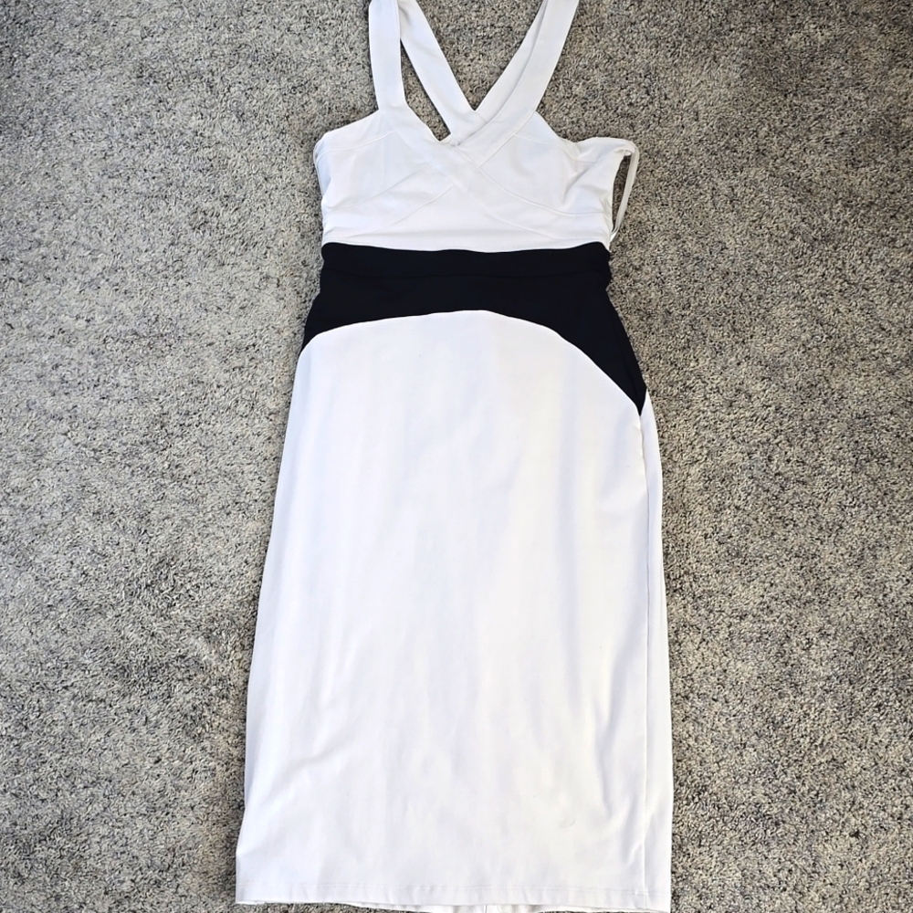BEBE white midi dress
